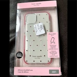 Kate spade iPhone 13 cover with pink crystals.